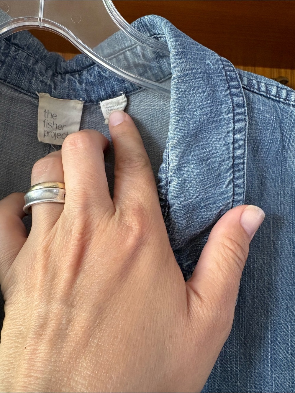 The Fisher Project- Eileen Fisher Denim Chambray Button Down L - Picture 3 of 6